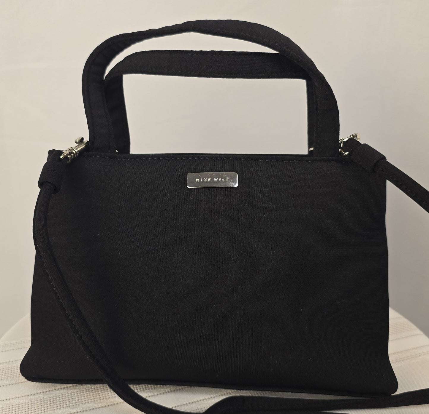 Nine West Black Fabric Mini Handbag with Shoulder Strap Preloved